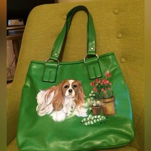 Green Vegan Leather King Charles Spaniel Purse